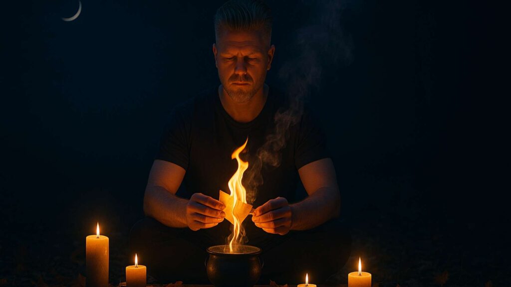 New moon ritual candles for letting go and preparing for inner work