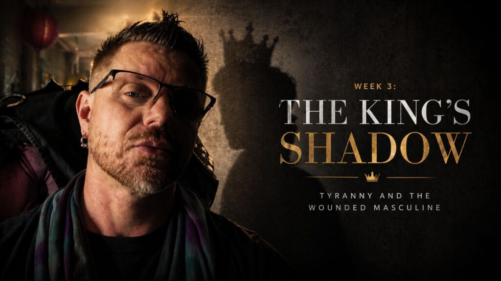 Illustration of the King's Shadow archetype representing tyranny, wounded masculinity, and distorted leadership power.