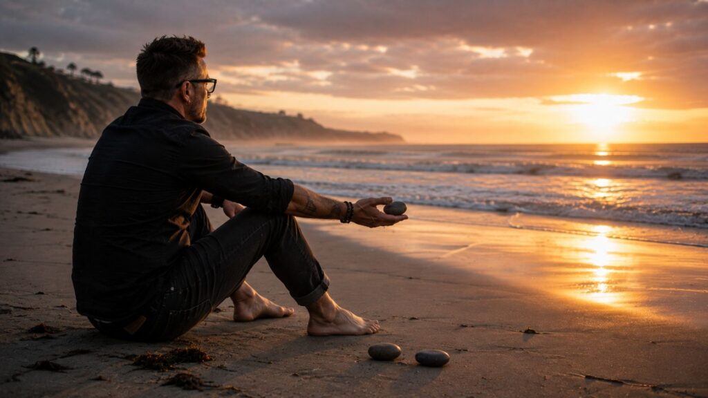 A person reflecting on their healing journey and personal growth with a peaceful mindset